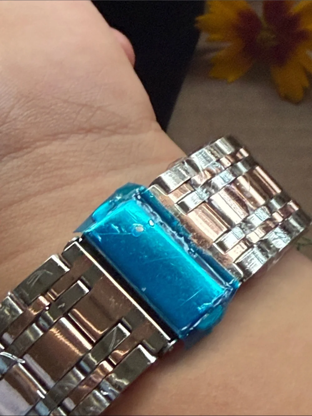 Rose Gold Crystal-Accent Rectangular Quartz Watch